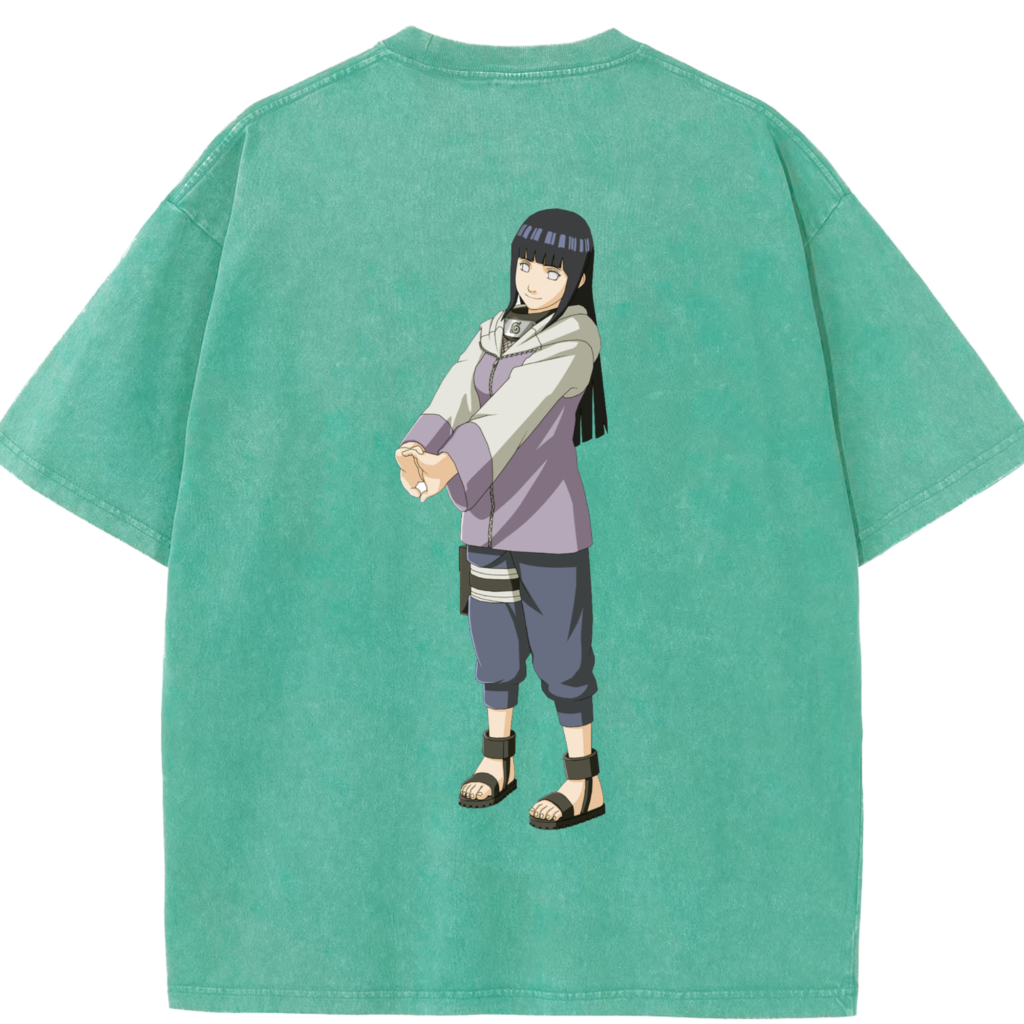 （画像用） NARUTO -ナルト- 日向ヒナタ Hyūga Hinata 綿100% ヴィンテージ風 半袖Tシャツ（背面プリント）